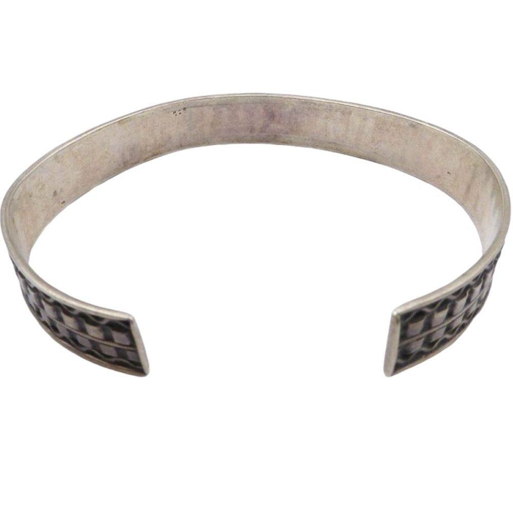 925 Sterling Silver Square Zig Zag Pattern Cuff 7… - image 3